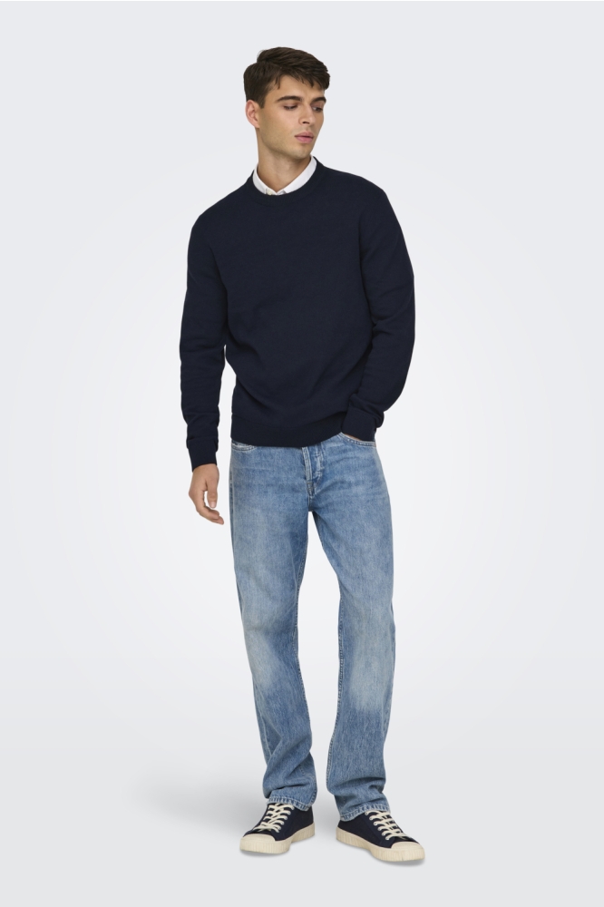 ONSREX LIFE REG 12 CREW KNIT 22024080 DARK SAPPHIRE